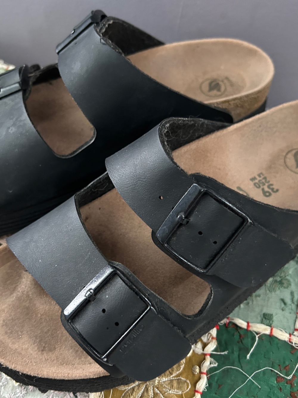 Vegan Birkenstock Black Arizona Two-Strap Sandals